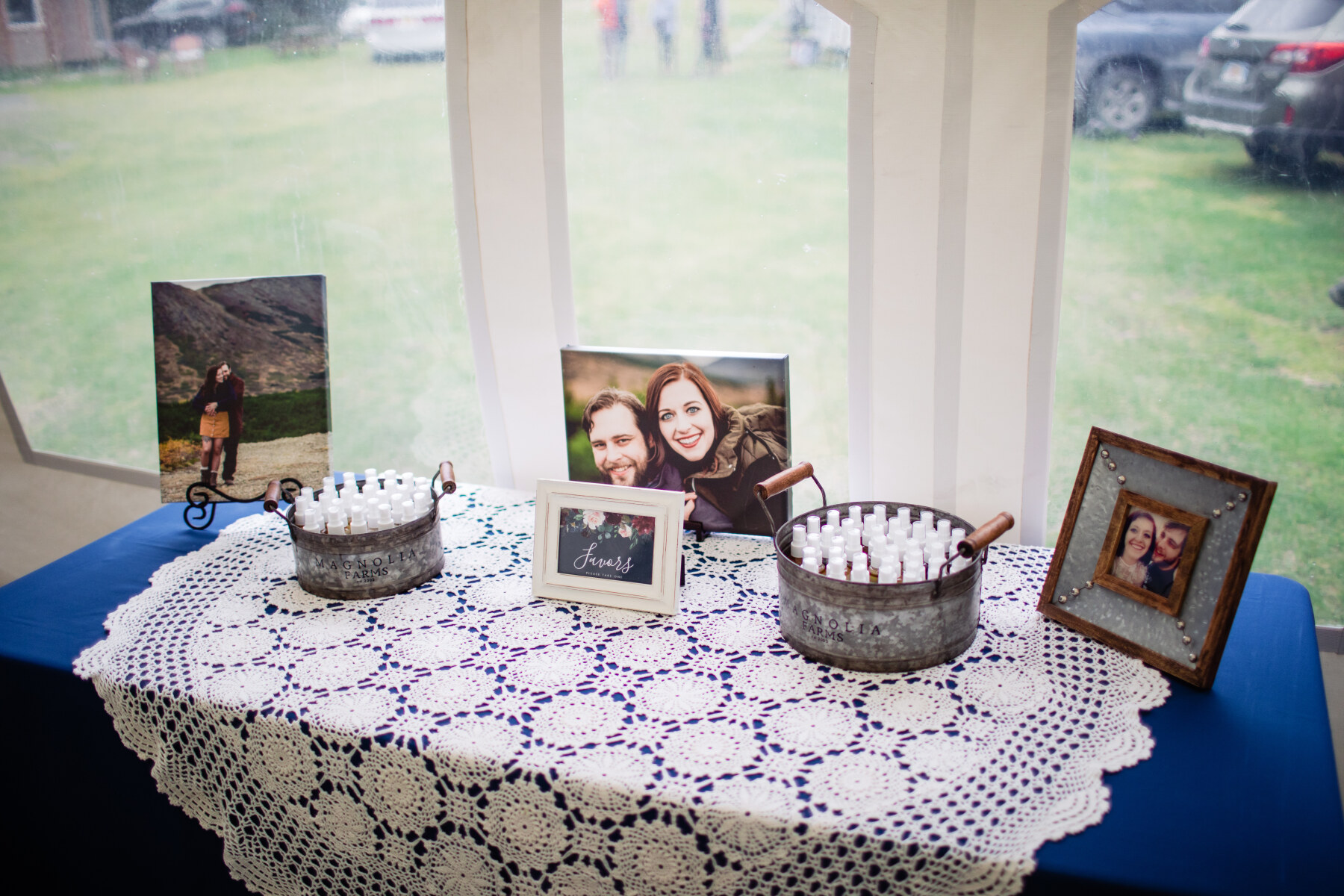 Favor table at wedding reception