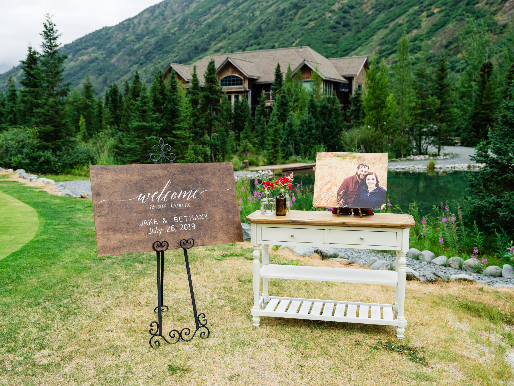 Welcome sign for wedding ceremony