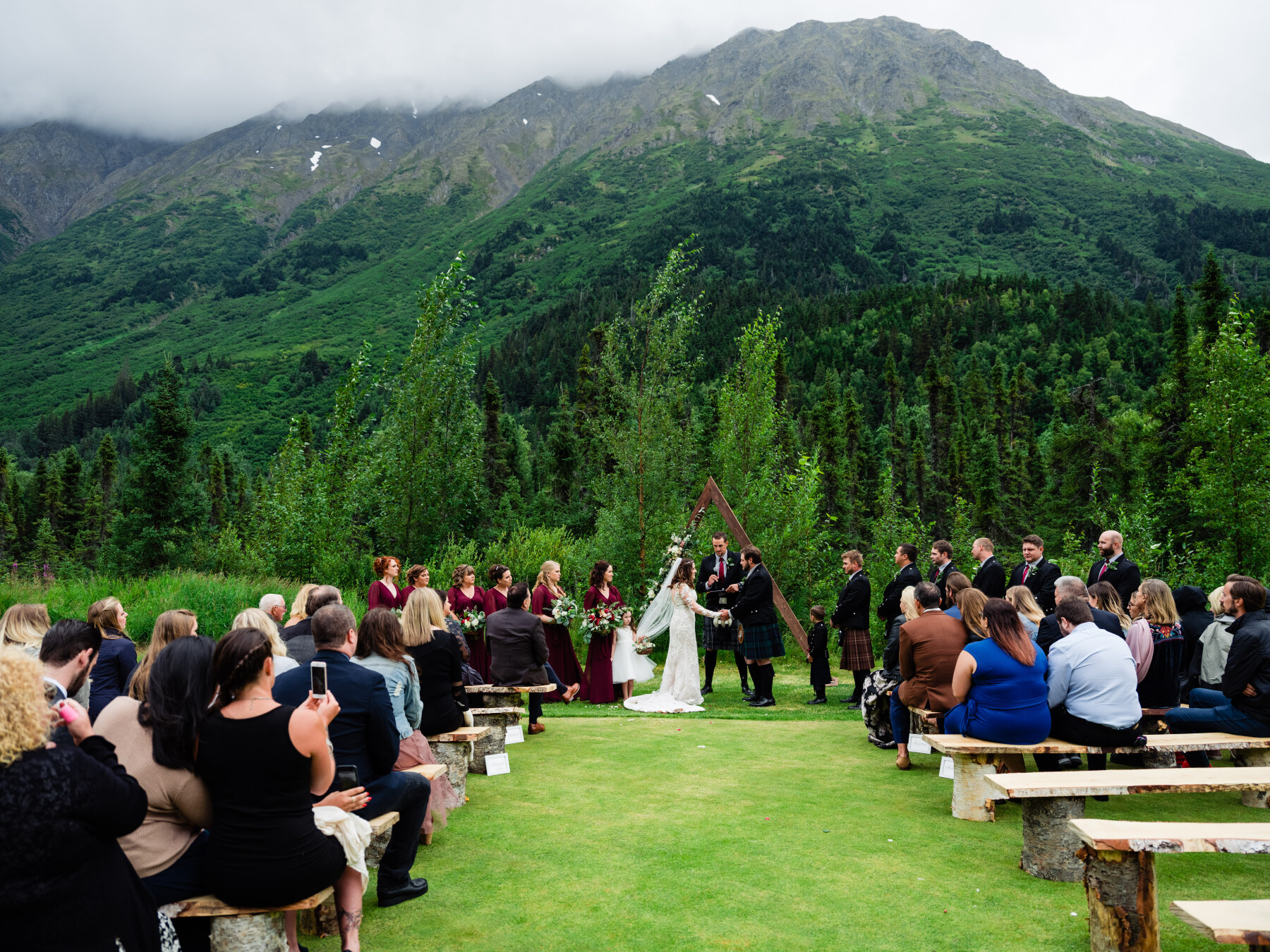 Wedding ceremony at the Inn at Tern Lake, Moose Pass, Alaska