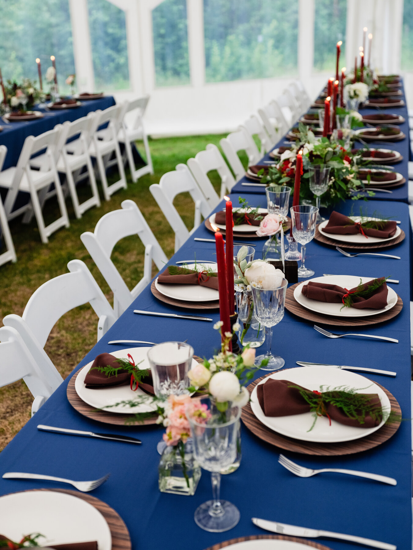 Table set up for wedding reception.