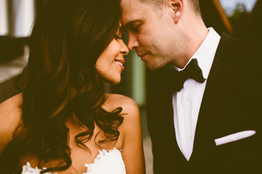 Portrait of Bride & Groom during an Alaska summer wedding.